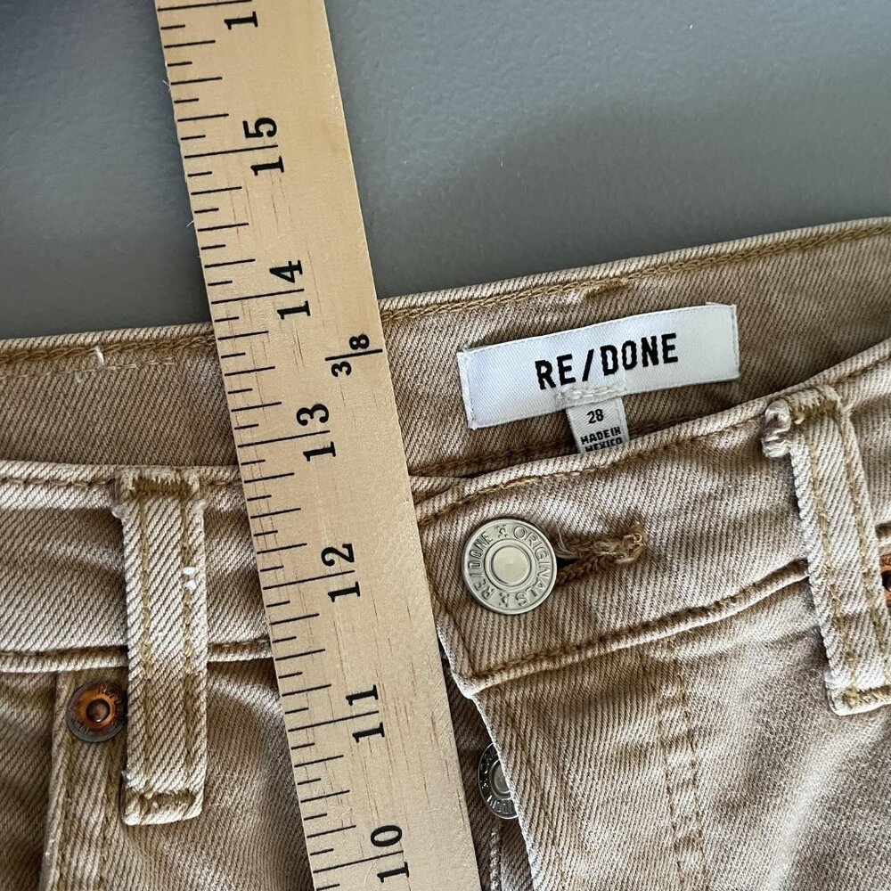 RE/DONE Jeans Womens 28 Washed Khaki‎ 70s Ultra High Rise Stove Pipe Button Fly - Picture 14 of 14